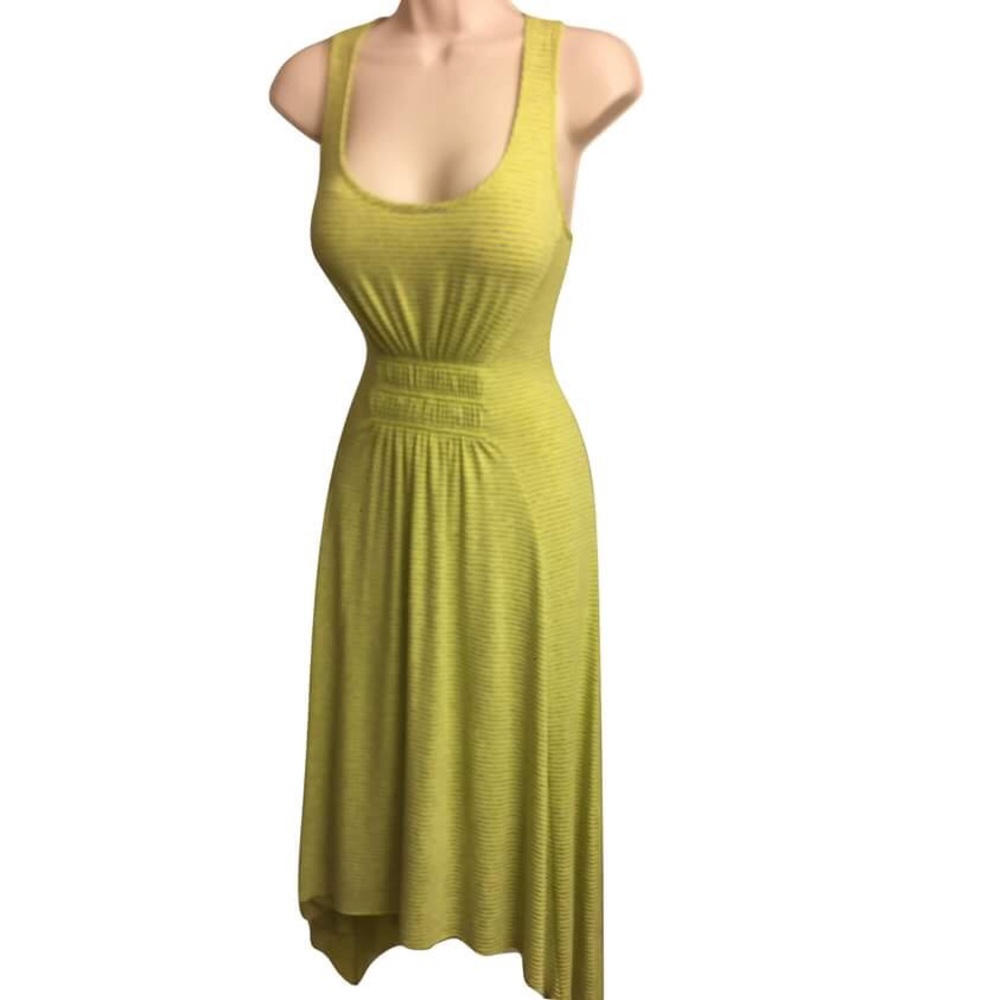 Sleeveless Asymmetric Yellow Striped Dress People Like Frank Anthropolog…